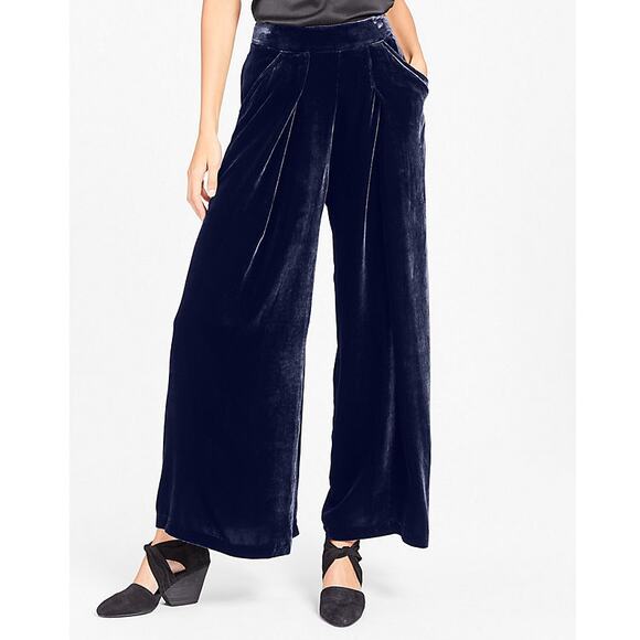 Eileen Fisher Blue Velvet Wide-Leg Ankle Pants Size M - Picture 1 of 9